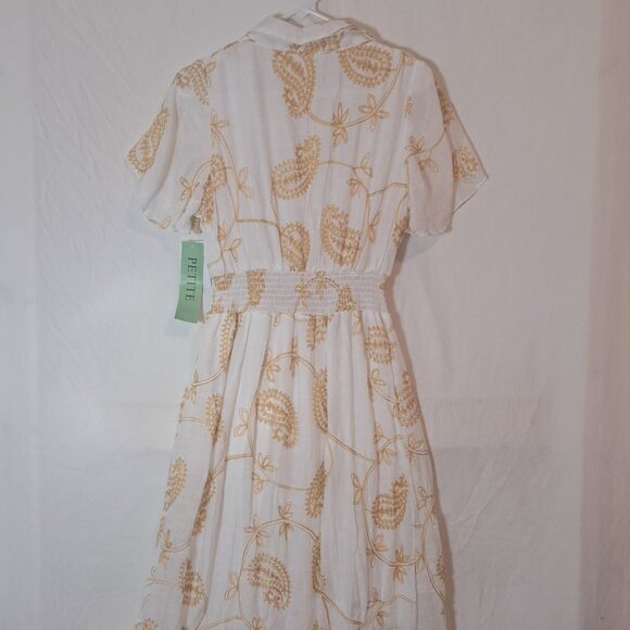 NWT Anthropologie Kindred Petite Women's Maxi Dress White Embroidery Size PL - Picture 3 of 16